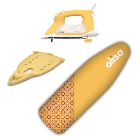 Oliso TG1600 Pro Plus 1800 Watt SmartIron with Auto Lift & Oliso Solemate Silicon Iron Soleplate Protector & Oliso Ironing Board Cover, Yellow Cover