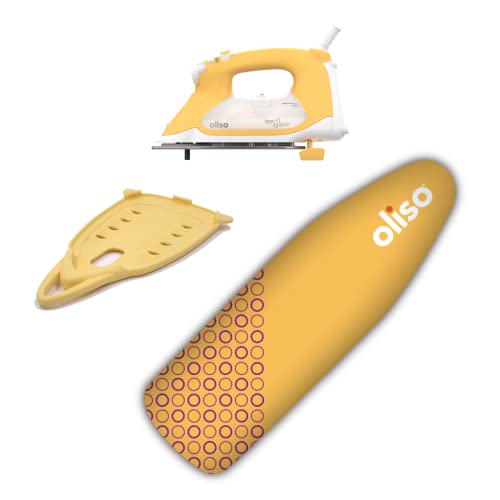 Oliso TG1600 Pro Plus 1800 Watt SmartIron with Auto Lift & Oliso Solemate Silicon Iron Soleplate Protector & Ironing Board Cover, Yellow