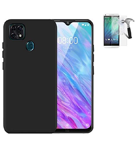 Wireless Accessories Phone Case Compatible with Zmax-10 / Consumer Cellular Zmax-10 Screen Protector/Flex Gel Cover (Gel Black +Tempered Glass)