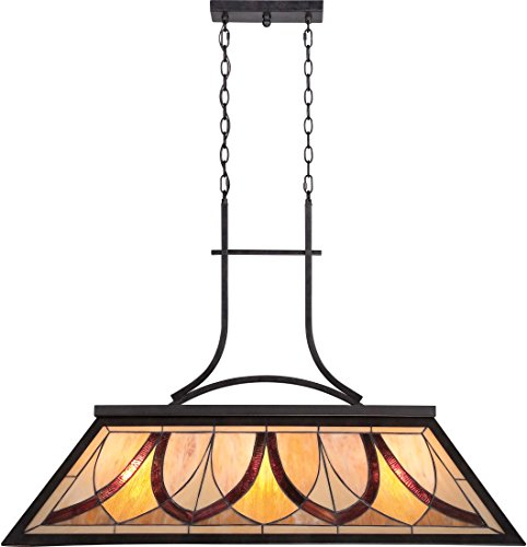 Quoizel TFAS344VA Asheville Tiffany Pool Table Island Chandelier, 3-Light, 300 Watts, Valiant Bronze (29" H x 19" W) #1