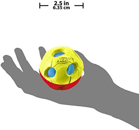 Nerf Dog 3530 Small 2-color LED Bash Ball, Pet Squeak Toy,red/green