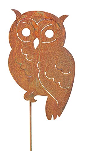 Preisvergleich Produktbild Gartenstecker Eule 119cm Metall Rost Gartendeko Edelrost