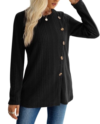 Image of XIEERDUO Long Sleeve Tops for Women Tunics Buttons Front Slit