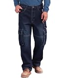 BOCOMAL FR Jeans Cargo Utility 8 Pockets Loose Fit Prewashed NFPA2112 CAT2 Flame Resistant/Fire Retardant Pants