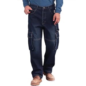 BOCOMAL FR Jeans Cargo Utility 8 Pockets Prewashed NFPA2112 CAT2 Flame Resistant/Fire Retardant FR Pants for Men