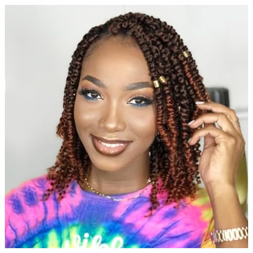 Passion Twist Hair 10 Inch 8 Packs, Pre Twisted Passion Twist Crochet Hair For Black Women, Pre Looped Passion Twist Curly Crochet Hair, Short Crochet Passion Twist Hair Extensions (10 Inch (Pack of 8), T350#)