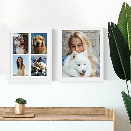 Image of DUENPY 12x16 Picture Frame 5x7 Collage Picture Frame Displays Four 5x7 inch Photos or 12x16 (Without Mat) for Available Horizontal Wall Mounting Display and Vertical White