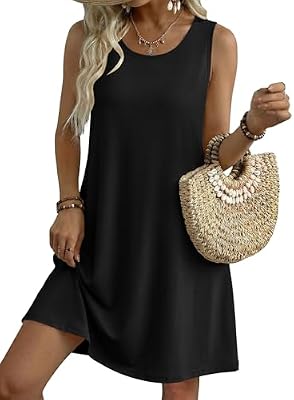 Zeagoo Women Black Dress – Sleeveless Spring & Summer A-Line T-Shirt Dress