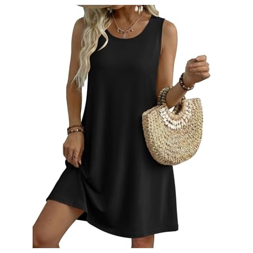 Zeagoo Women Black Dress Spring Tshirt Dress Summer Sleeveless Aline Dress