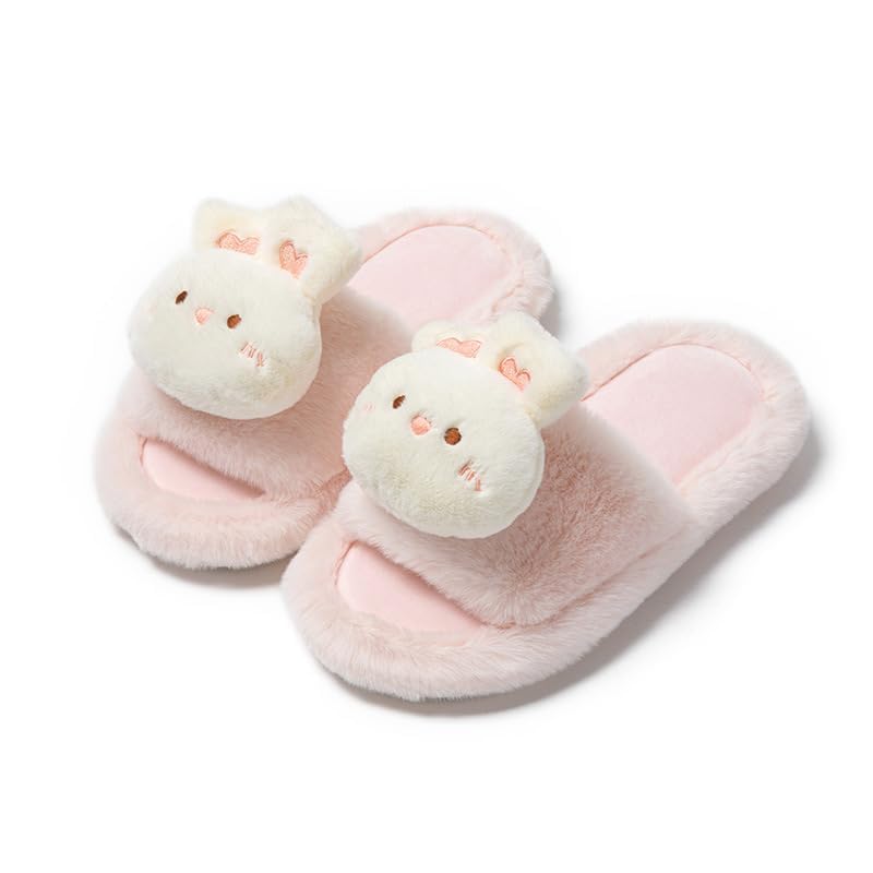 Cute Animal Slippers for Women House Slippers Faux Fur Slip On House Shoes for Indoor Outdoor Anti-Skid Sole Trendy Gift Slippers
