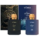 The VOKKA Oud & Aqua Unisex Perfume Gift Set 2 × 100 ml (200 ml) | Long Lasting Eau De Parfum | Woody & Aquatic Fragrance Set with Oud, Aqua, Amber & Musk | For Men & Women