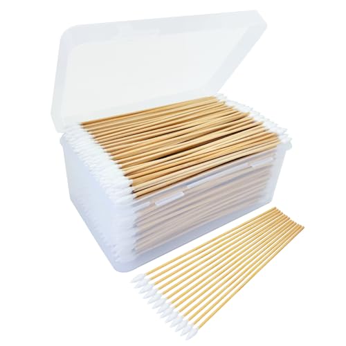 600/500/400 PCS Gun Cleaning Swabs - 6" Lint-Free Long Cotton Swabs Bamboo Handle, Precision Firearm Maintenance Kit Electronics Instruments, Professional Supplies with Reusable Storage Case