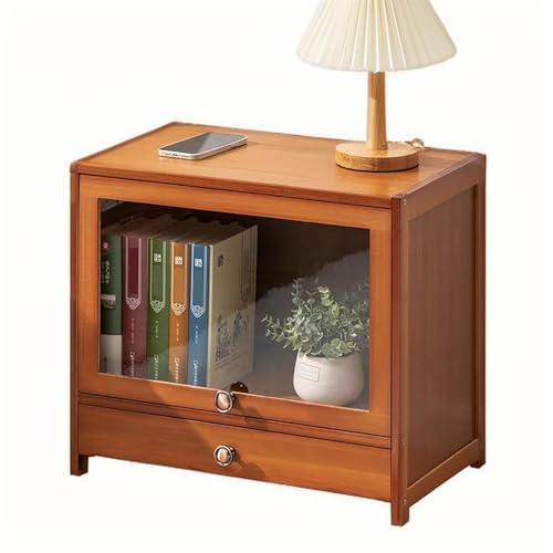 Table de Chevet Rustique, Table de Nuit en Bambou avec Grand Espace de Rangement, Table d'appoint de Rangement avec Tiroirs pour Chambre Salon Canapé Couloir...