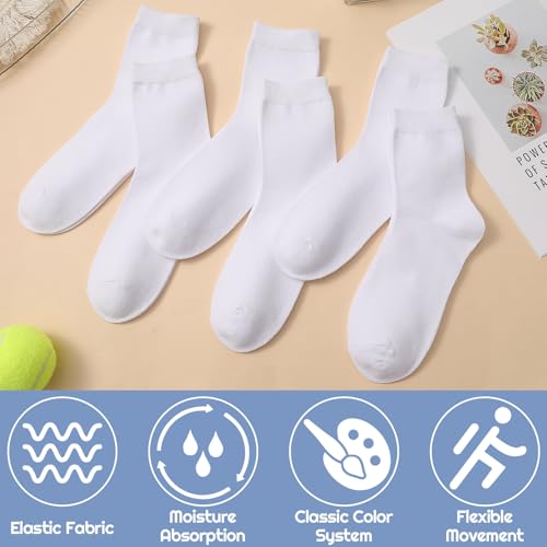 6 Pack Crew Socks for Men Women Mid-calf Socks Breathable White Sock(US 7.5-12)4