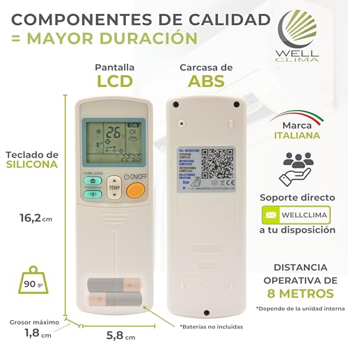Miniatura 9 de Wellclima Mando A Distancia Universal Para Aire Acondicionado Daikin, Compatibilidad Garantizada, Similar Al Original Hasta 5 Velocidades De Ventilador, Instrucciones En 6 Idiomas, Asistencia Directa