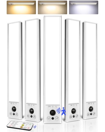 EZVALO 5-Pack Under Cabinet Lighting, 2400mAh Rechargeable Motion Sensor Light,
