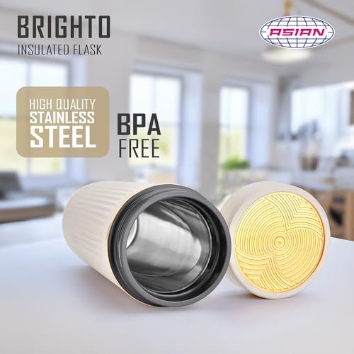 Image of Asian Brighto 500ml Insulated Thermosteel Flask | Hot Drink Coffee & Tea Water Bottle for Winter & Office | 6-Hour Heat Retention | Leakproof & BPA Free Christmas Gifting Travel Mug (Beige)