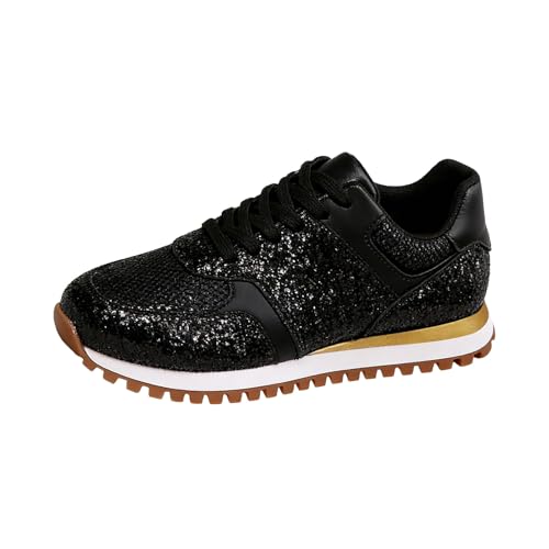 Women's Platform Casual Sneakers For Women Fashion Lace Up Non Slip Casual Shoes With Shining Diamond Comfortable Soft Sole Slip On Womens Sneakers With Arch Support For Work Travel Daily Wear (9)