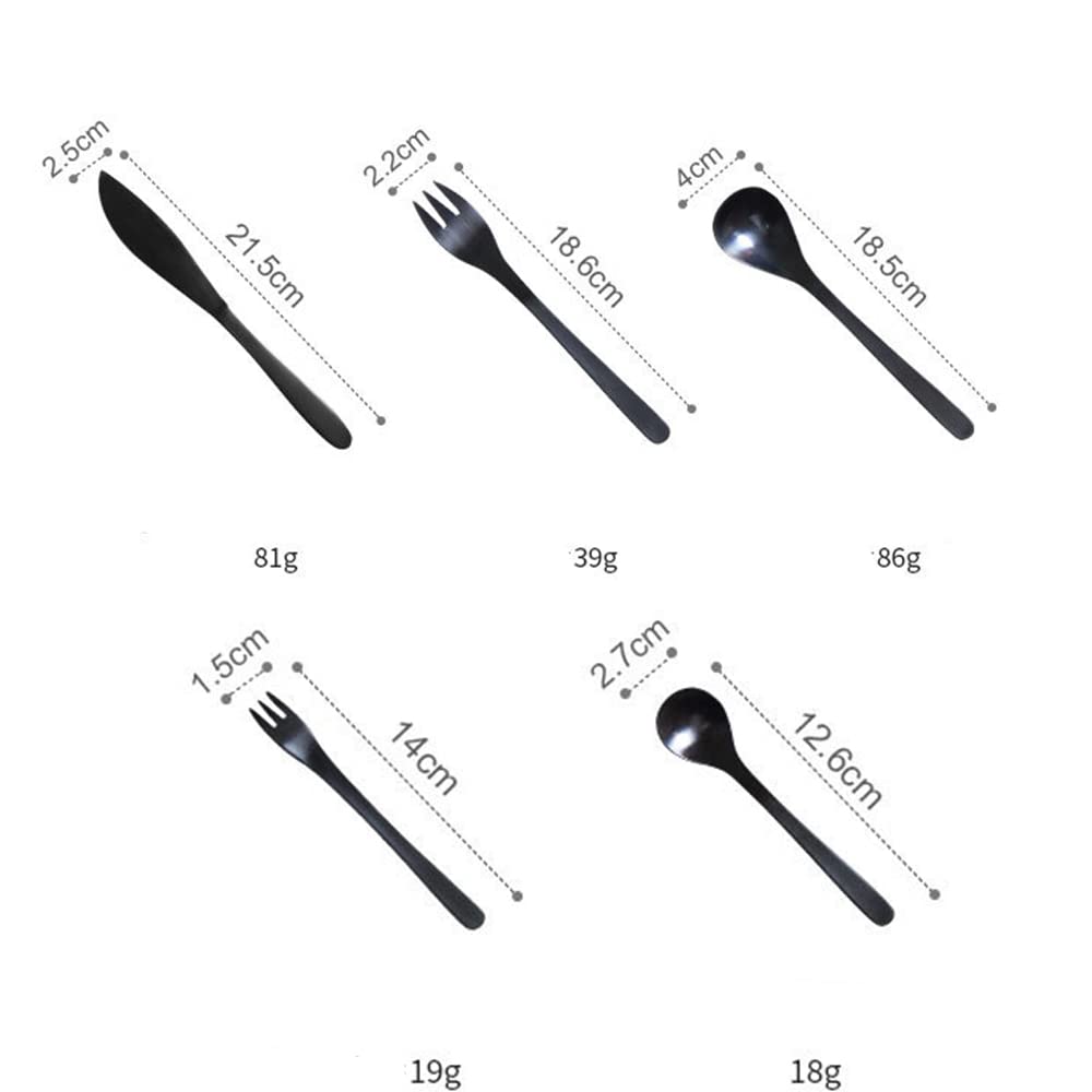 Besteckset Edelstahl mit Organizer-Tasche Reise Camping Besteck Geschirr Geschirr Set für Picknick Schule Messer Gabel Löffel Set Schwarz (9 Sets mit 45 Stück)