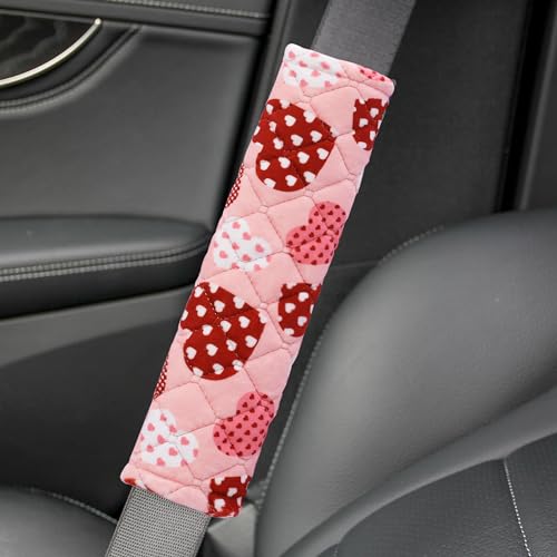 Image of Amooca Soft Auto Seat Belt Cover Seatbelt Shoulder Pad Cushions 2 PCS for a More Comfortable Driving Universal Fit for All Cars and Backpack Cute Pink Heart