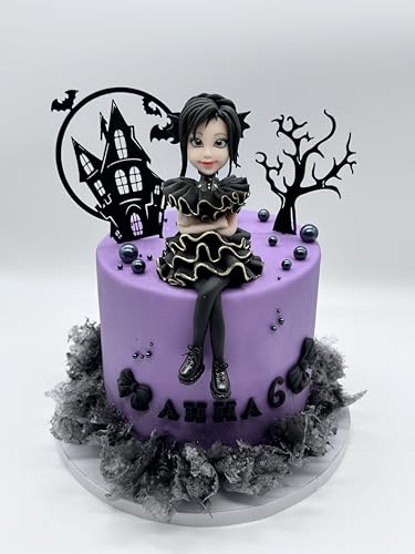 Wednesday - 2 adornos para tartas de cumpleaños, color negro