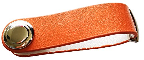 UbiGear Compact Smart Key Chain Expandable Leather Holder Organizer (Hold 1-6 Keys) (Leather, Orange)