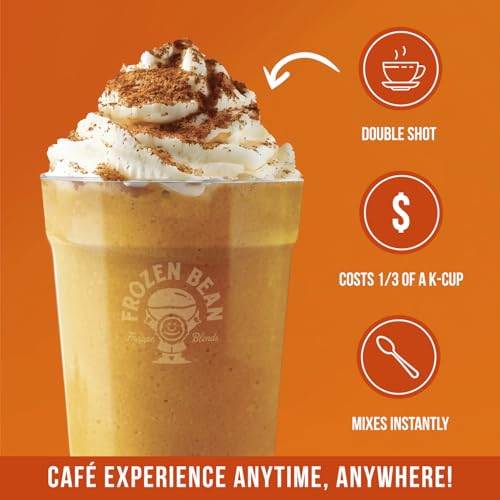 Image of The Frozen Bean Pumpkin Spice Frappe & Latte Instant Mix (20 Sticks), Made with Arabica Coffee, Double Shot Caffeine, Low Sugar & Premium Ingredients, Hot, Iced, or Blended Drinks