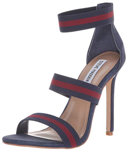 Steve Madden Women's Carina Heeled Sandal, Navy/Burgundy, 6 M US