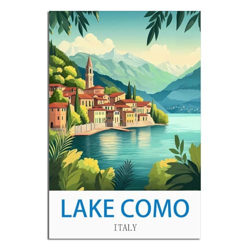 Toile vintage Lac de Côme Italie 60x90 cm par LNBIAND