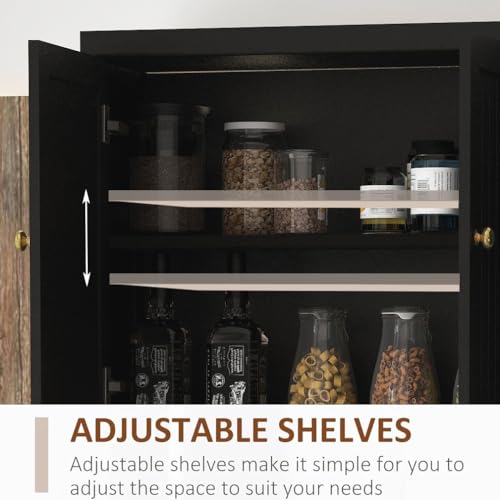 RASOO Pantry Storage Cabinet 71" Freestanding Adjustable Kitchen Pantries Buffet with Hutch Cupboard 6 Doors and 1 Drawer and Open Shlelf - Thumbnail 6