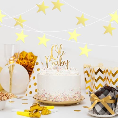 Nogeqi 40 Stück groß goldene Sterne Papier, deko Sterne Gold zum aufhängen, Glitzer Star Cutouts, papiersterne Sternausschnitten Sternausschnitte 15cm Brett Klassenzimmer Wand Party
