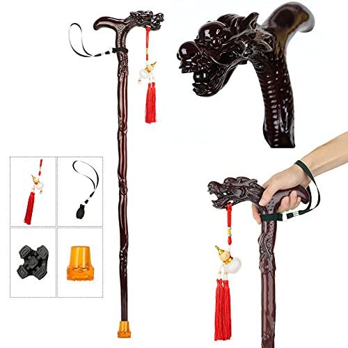 Wood Walking Cane, Canes for Men & Women, Stylish Wooden Cane, Handmade Fashionable Walking Stick, Wood Carved Crutch, Retro Cane, Exquisite Carving Walking Canes as Gift (brown1)