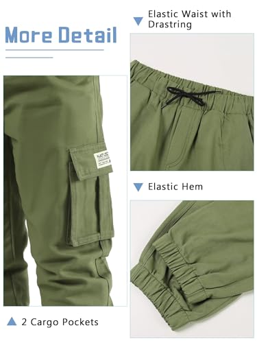 Image of NATUST Boys Cargo Joggers Drawstring Jogging Pants Kids Elastic Waist Trousers 5-14 Years