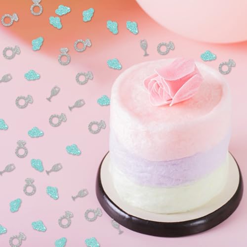 Image of 120pcs On Cloud Nine Confetti, Cloud Ring Table Confetti, Silver Glitter Bachelorette Paper Scatter, Bride On Cloud 9 Bridal Shower Party Decoration