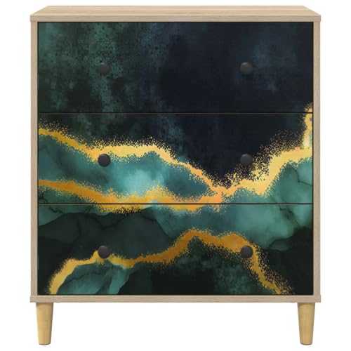 Cajonera WIJHE de mármol teal 66x36,5x75 cm cómoda rectangular de madera para dormitorio 8