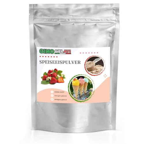 Gino Gelati Erdbeere fruchtiges Eis Speiseeis Pulver 10 Kg, verschiedene Geschmackssorten, schnelle und einfache Zubereitung, für Gastronomie und private Küche, Made in Germany
