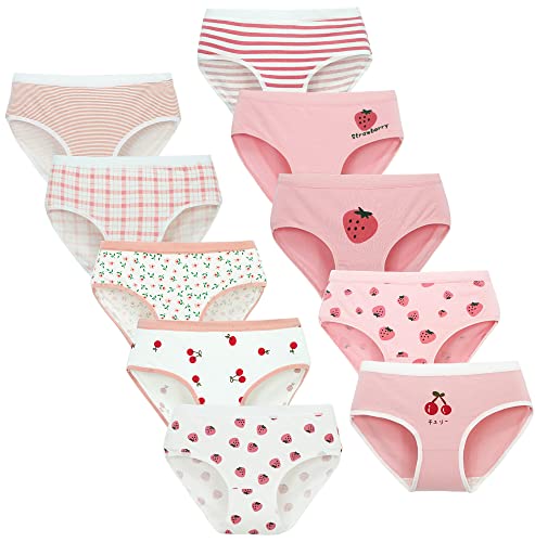 Happy Cherry Toddler Girl Panties Soft Cotton Underwear Cute 10 Packs for Kids 10-16years