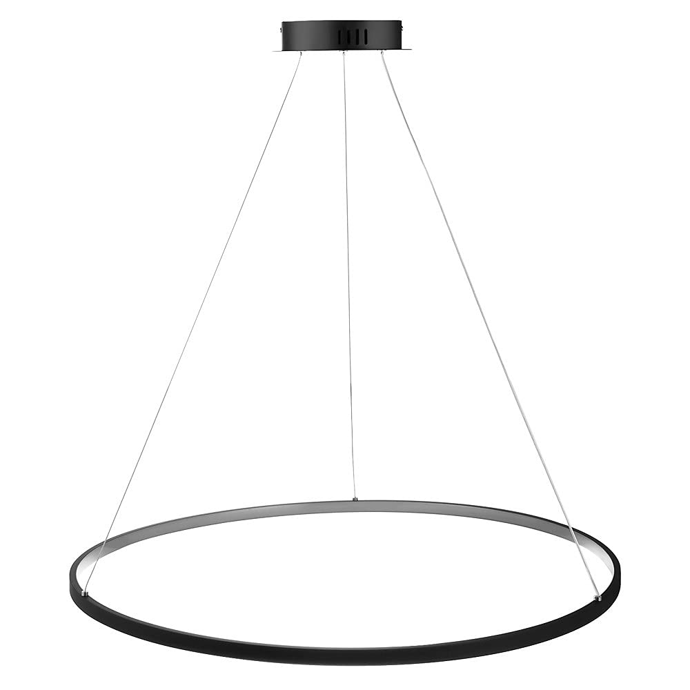 Ring Circle LED Pendant Light, Modern Metal Acrylic Chandelier Height Adjustable Hanging Lamp for Living Room, Bedroom, Dining Table,Black+3 Color Light-20cm 13W