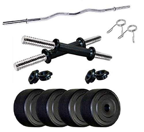 Spanco, Home Gym with 8 Kg. P.V.C Weight Plates (2 Kg. X 4 = 8 Kg.) Curl Rod & Dumbell Rods for Home Gym Exercise, Fitness & Weight Lifting, Body Shaping, Muscles Building, Body Toning, Fat Burning