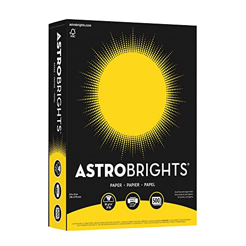 Image of Neenah Astrobrights 21538 Acid-Free Copy Paper, 24 lb., 2.5 inch Height, 8.5 inch Width, 11 inch Length, Solar Yellow (Pack of 500)