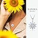 RANDES Opal Sunflower Necklaces for Women 925 Sterling Silver Dainty October Birthstone Pendant Created Opal Flowers Necklace