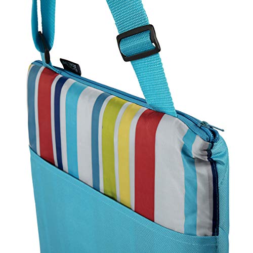 ONIVA - a Picnic Time brand - Vista Outdoor Picnic Blanket & Tote - Beach Blanket - Camping Blanket, (Fun Stripe Pattern with Aqua Blue Exterior) - Thumbnail 5