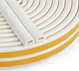 Guarnizione per Porte e Finestre Isolamento Striscia di Schiuma Nastro Paraspifferi Guarnizione Porta Finestra Isolante Anticollisione Gomma Striscia Sigillante Autoadesiva Profilo d (10M, Bianco)