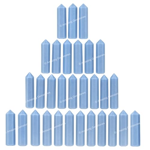 Amazing Gemstone Angelite Crystal Points Bulk Healing Crystals and Stones - Pack of 3 Single Terminated Healing Wand Point Bulk Crystals for Crafts, Crystal Grid, DIY Work - Premium Crystals