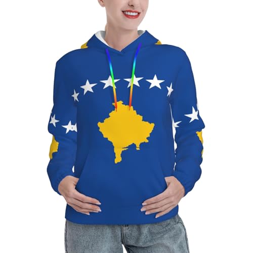 Sweat à capuche Kosovo imprimé drapeau avec poche kangourou confortable