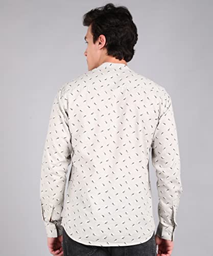 Image of Urbano Fashion Men's Cotton Full Sleeve Slim Fit Casual Printed Shirt with Mandarin Collar