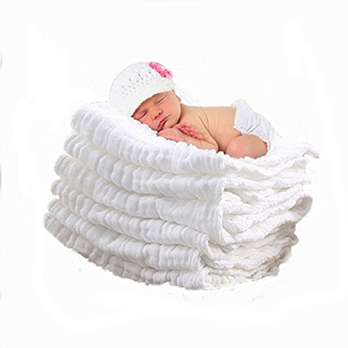 Image of Lucear Newborn Muslin Cotton Warm Baby Bath Towel White Also for Baby Swaddle Blanket - 1pcs…