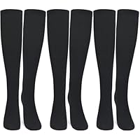 KOOOGEAR 3 Pairs Kids Girls White Black Knee High Cotton Socks Back to School Plain Uniform Party Wear Long Socks for Unisex Children