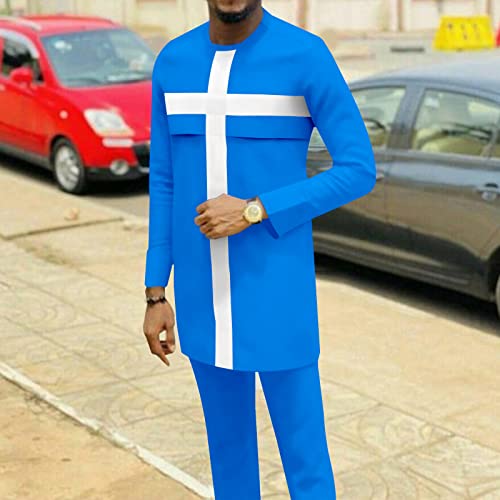 Tracksuit Men African Clothing Long Sleeve Shirts and Trousers 2 Piece Set Dashiki Attire Plus Size2