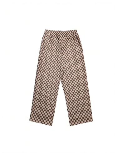 GORGLITTER Men's Plaid Checkered Gingham Sweatpants Baggy Wide Leg Straight Drawstring Track Pants with Pockets3